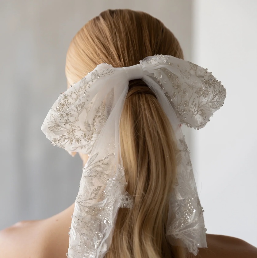 Lola Knight - Piper Beaded Tulle Bow - Ivory