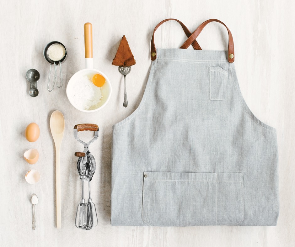 white chef apron