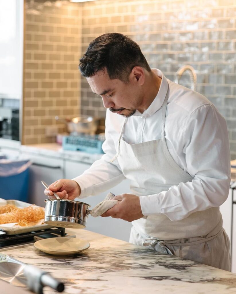 white apron